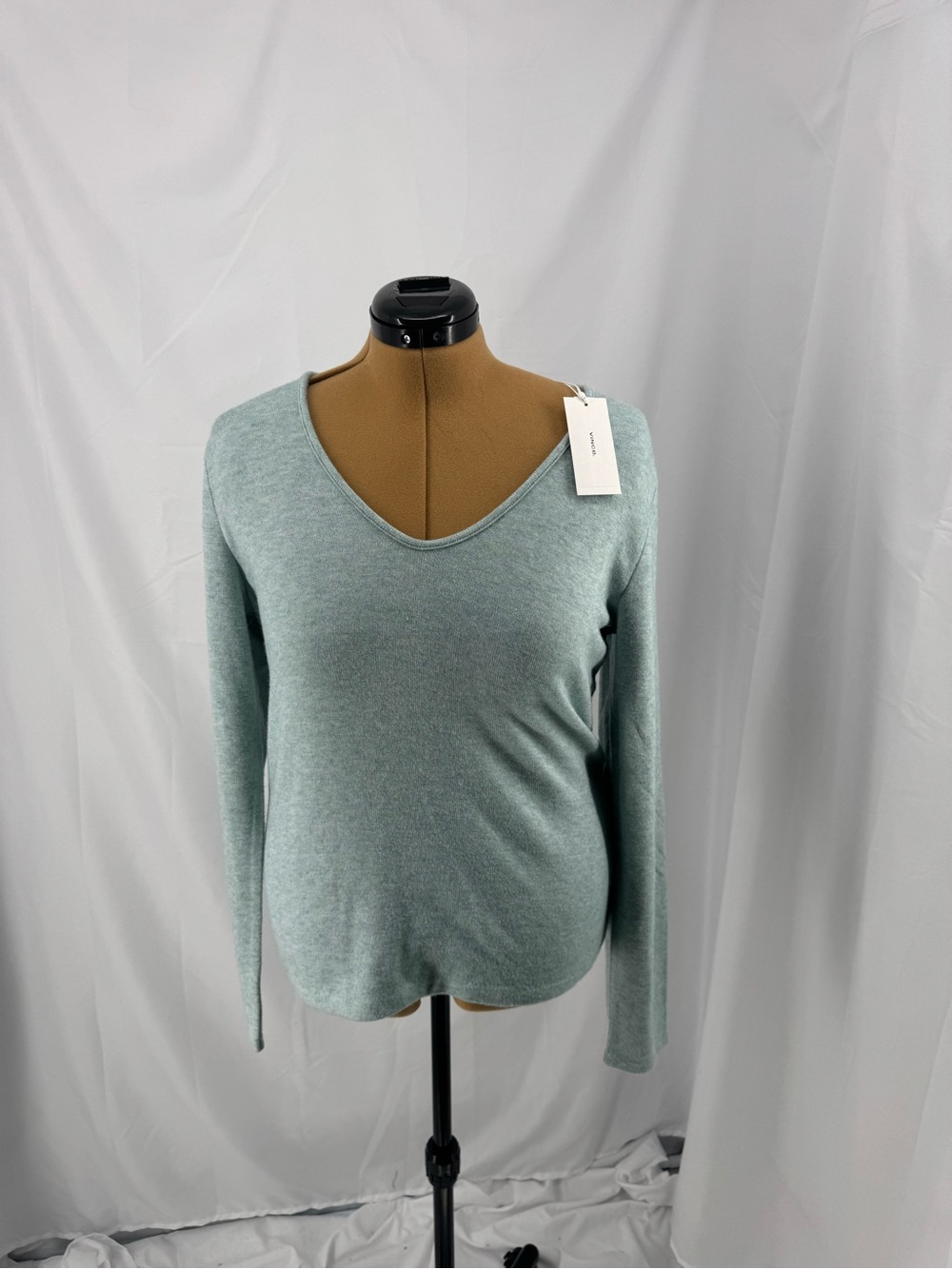 Vince Mint Green V-Neck Knit Sweater